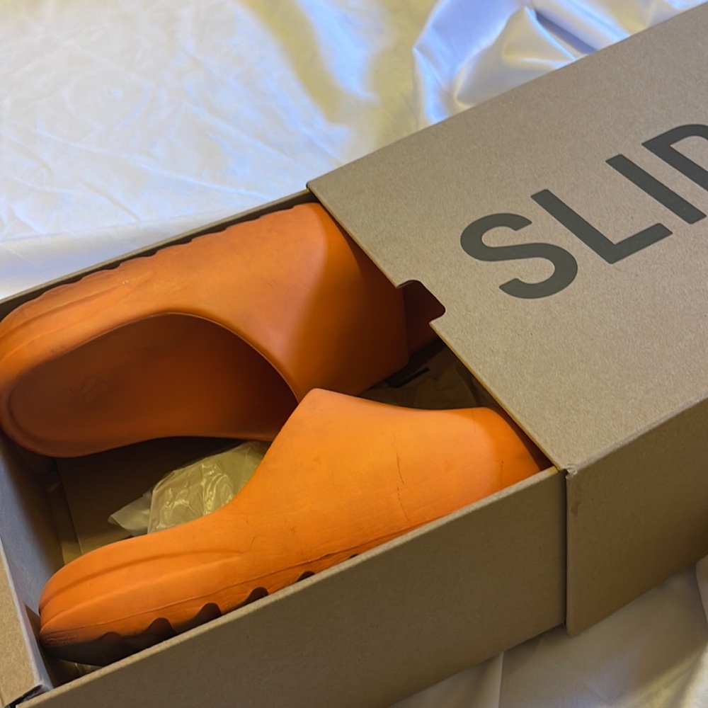 Orange Yeezy Slides